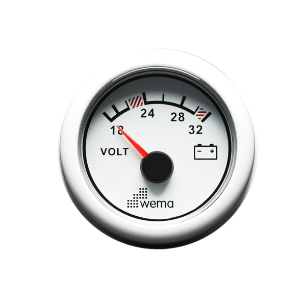 Wema Voltmeter 24 Volt Hvidt