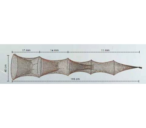 Dbl. åleruse 60/5 m/5mtr. brun rad med knuder på rustfri stålbøjler, DH - Billede 2
