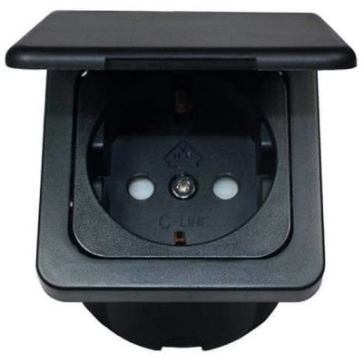INDBYGNINGSSTIK 220 V MED KLAP SORT
