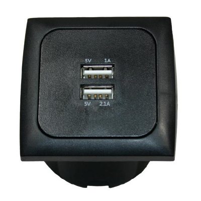 INDBYGNINGSSTIK 12/24V DOBBELT USB-A SORT