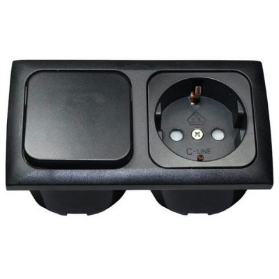 INDBYGNINGSSTIK 220 V MED AFBRYDER SORT