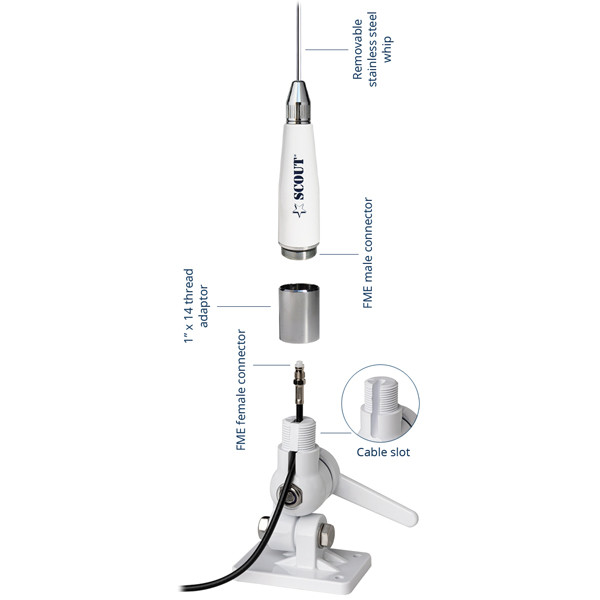 Scout Quick 3 VHF antenne 1,1m med stålpisk - Billede 2
