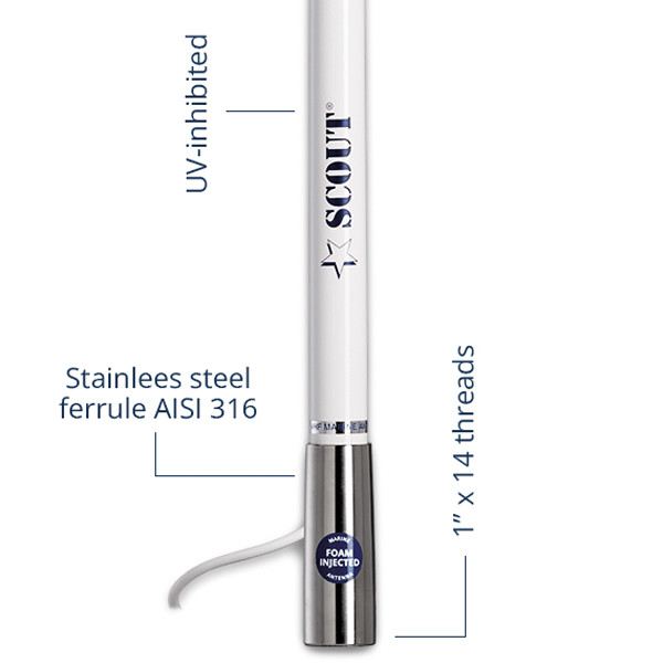Scout Titan KS-120 AM/FM antenne 1,2m,6m kabel og stik - Billede 2