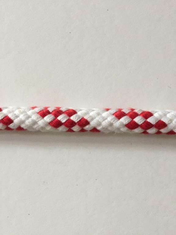 SUPER SKØDETOV 12 MM PR. METER Hvid m/rød nist