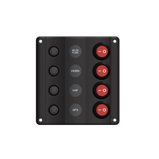 Elpanel Wave med 4 kontakter m/LED og automatsikring, 12V