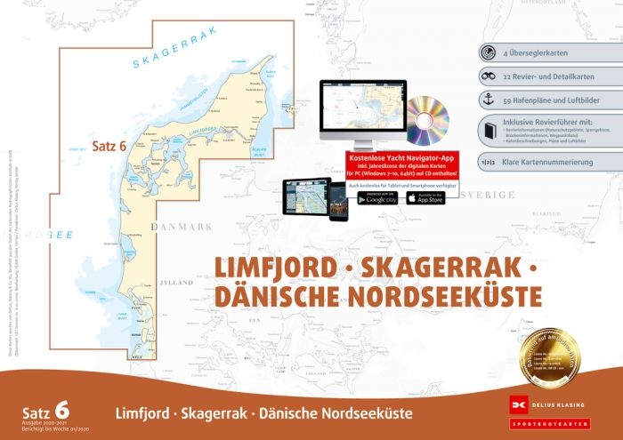 SØSPORTSKORT SÆT  6 - LIMFJORDEN - SKAGERAK DELIUS KLASING